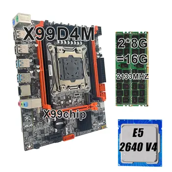X99D4M Motherboard Set LGA 2011-3 Kit Xeon E5 2640 V4 Processor CPU +DDR4 2*8GB RAM Memory usb3.0 NVME M.2 M-ATX