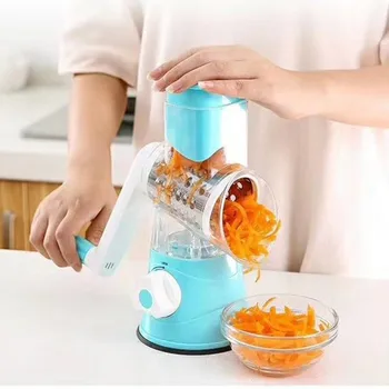 Professional 3-in-1 Manual Kitchen Gadget Steel Food Plastic Hand Crank Chopper Rotary Cheese Carrot Slicer Grater Set Juicer