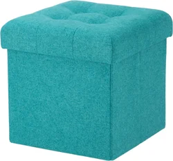 linen fabric material ottoman box store box for kids and adults custom accepted
