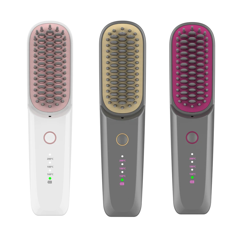 Professional MCH Rechargeable Negative Ion 6400mAh Cordless Wireless Electric Hair Brush Straightening Brush