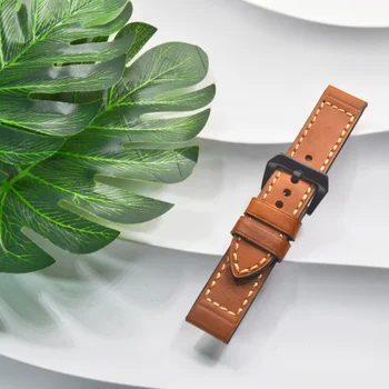 Customized Fashion Trend Thicken Upper Surface Handmade Calfskin Leather Watch Strap for 12 14 16 18 20 22 23 24 mm Watch Band