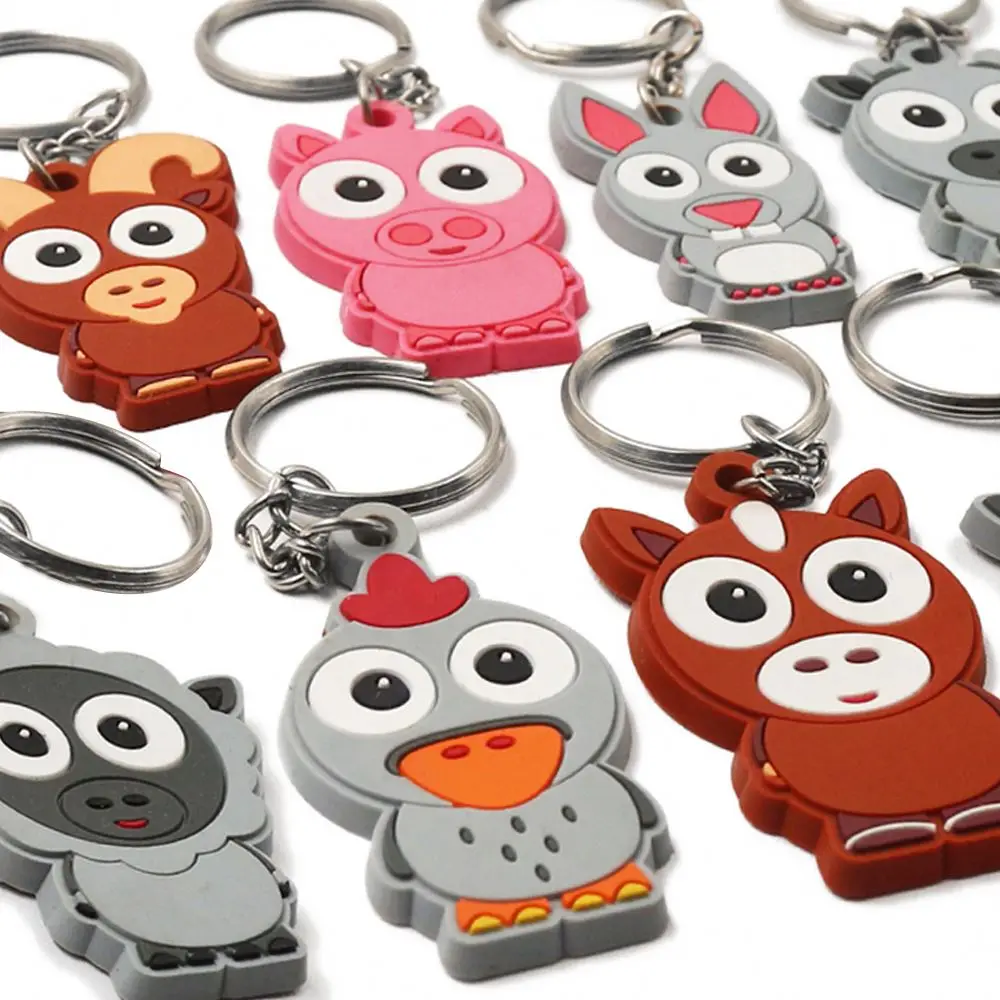 Wholesale 3d logo Cartoon Character Silicone Soft Pvc Rubber Key Ring  Keyring Key Chain Custom Keychain