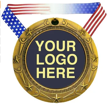 2020 New medals and trophies with ribbon sports medal Blank Award Run Race Metal Gold Silver Bronze custom Medals