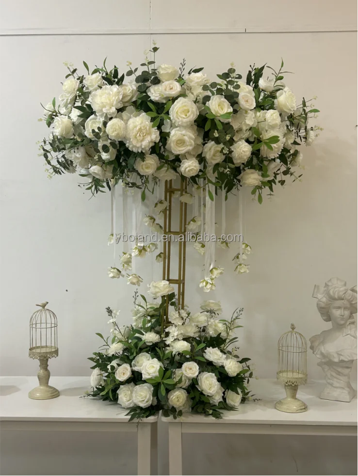 S0327 Wedding Event Decoration Supplier Gold Metal Floral Ornaments Flower Ball Vase Stand