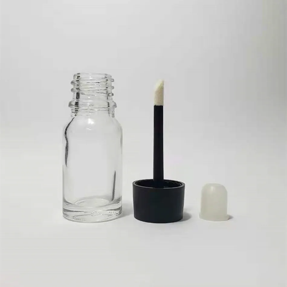10ml 10g Gradient Glass Lip Gloss Tube 10ml Transparent Essential Oil Lip Gloss Bottle with Doe Foot Applicator