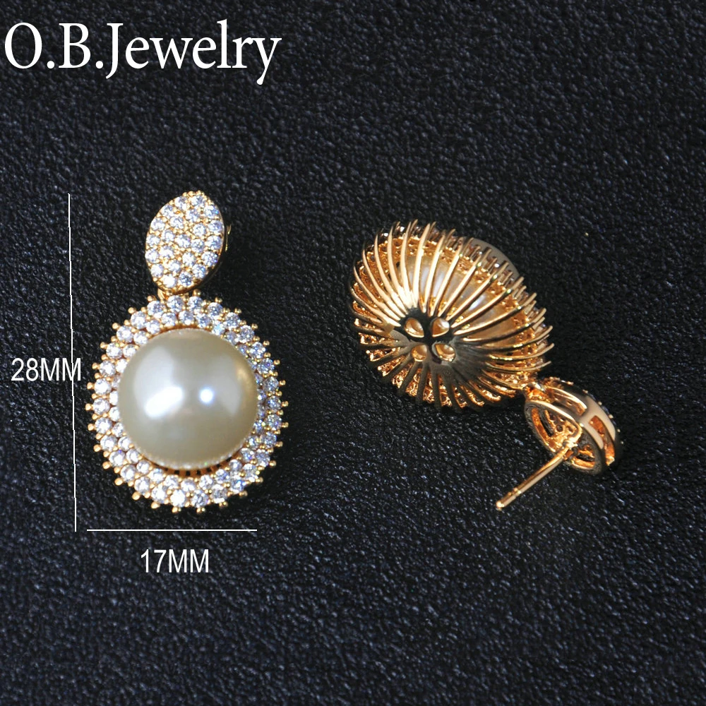 The Latest Design of Artificial Pearl Earrings Real Gold Plating American Style Pearl Jewelry for Women