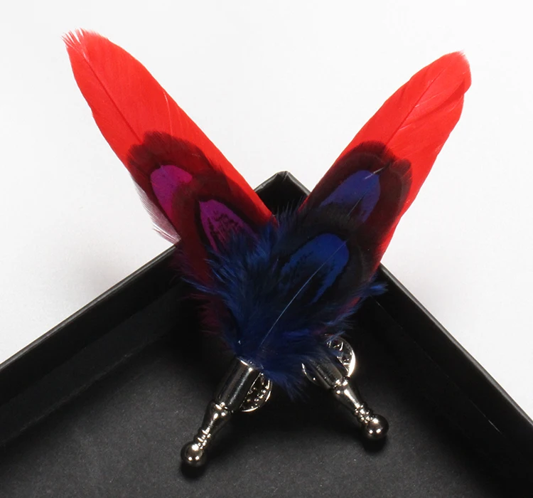 men's feather brooch christmas decorative pins