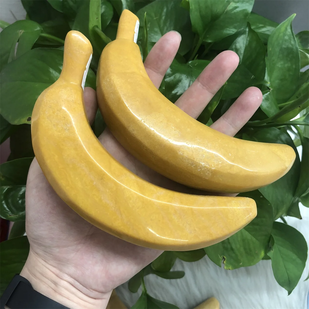Polished Yellow Jade Banana Crystal Craft for Healing & Decor