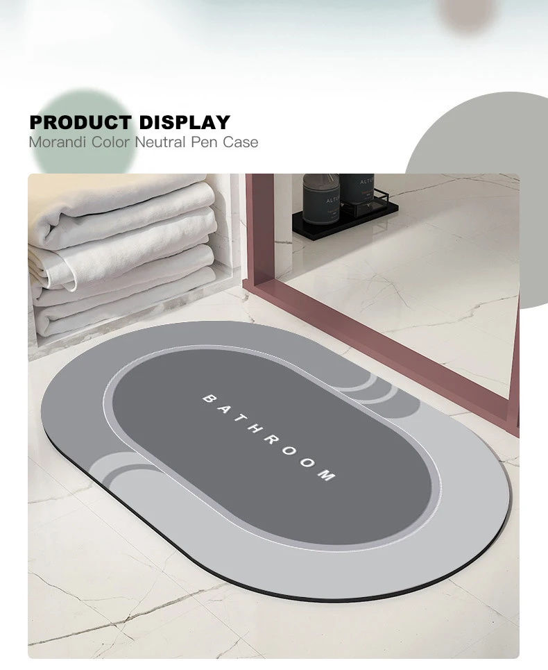 Bathroom Rugs Floor Mat Non Slip Bath Mat Quick Dry Bathroom super absorbent Anti Slip Diatomite Bath Mat supplier