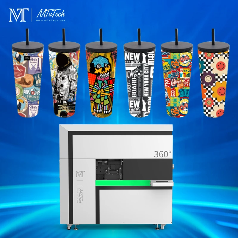 MTuTech New Released Digital 360 Degree UV Cylinder Printer Used for Tumbler Baseball Golf Ball Printing