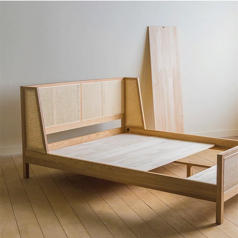Dreamhause Rattan Bed Japanese Solid Wood Bed B&B Ash Wood Master ...
