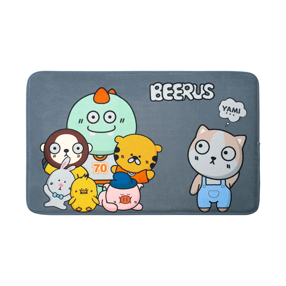 BEERUS FRIENDS CARTOON FOREST Modern Flannel Bath Mat Anti-Slip Water Absorbent Memory Foam Protection Non-Slip for Bathroom