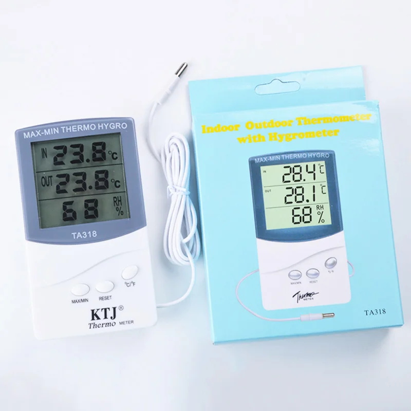 LCD Indoor/Outdoor Digital Digital Indoor Outdoor Thermometer Hygrometer  Temperature Humidity Display Weather Meters TA318 In Retail Box From  Etoceramics, $4.74