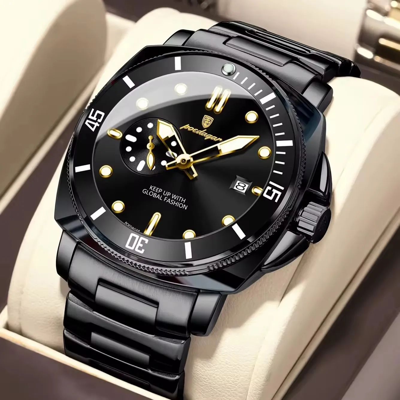 Poedagar 873 High Quality Men Quartz Watch Stainless Steel Strap Waterproof Luminous Cal aperçu 12