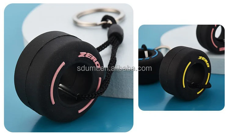 Hot Sales Promotional Gifts 3d Custom Soft Pvc Keychains Mini Small Tire Tyre Keyring Rubber Car