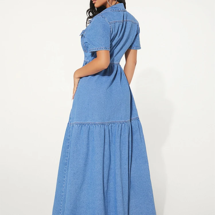 Women's One Piece Wedding Female Casual Soft Robe Jeans Full Length Long Maxi Denim Dress for Women Ladies Women's One Piece Wedding Female Casual Soft Robe Jeans Full Length Long Maxi Denim Dress for Women Ladies