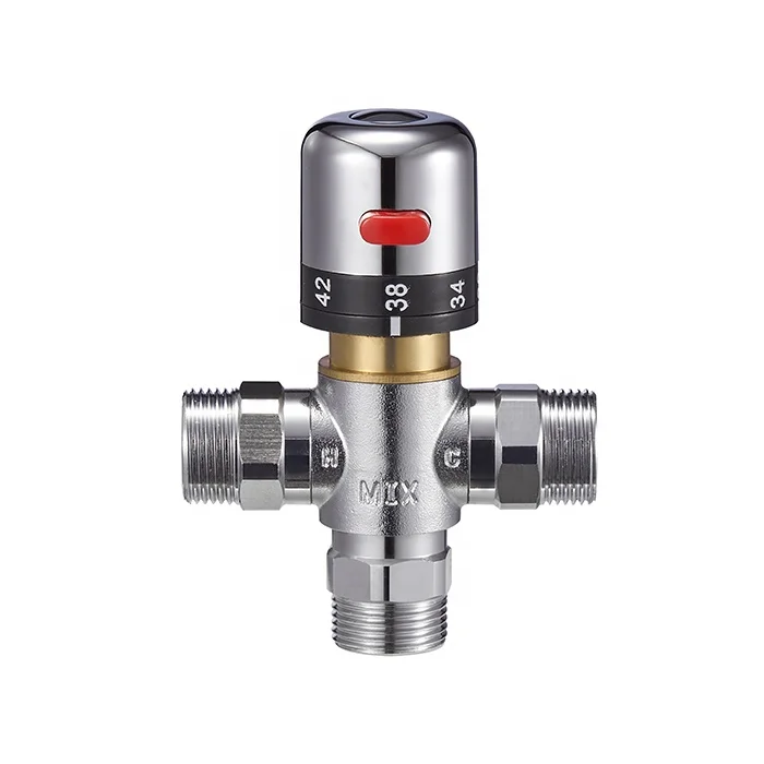 Chrome Plated 3 Ways  Brass Thermostatic Shower Mixing Valve for Solar/Electrical Hot Water BJ45006