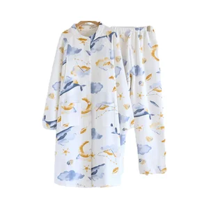 Winter air Cotton Interlayer Maternity Dress During Pregnancy Postpartum Nursing Pregnant Women Pajama Women