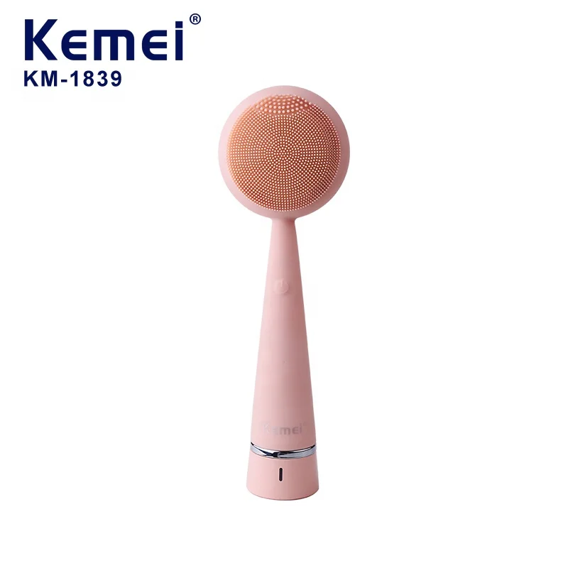 Hot Compress To Promote Absorption Soft Brush Kemei Km-1839 Four Skin Beauty Modes Design Facial Cleaning Sonic Silicone Brush