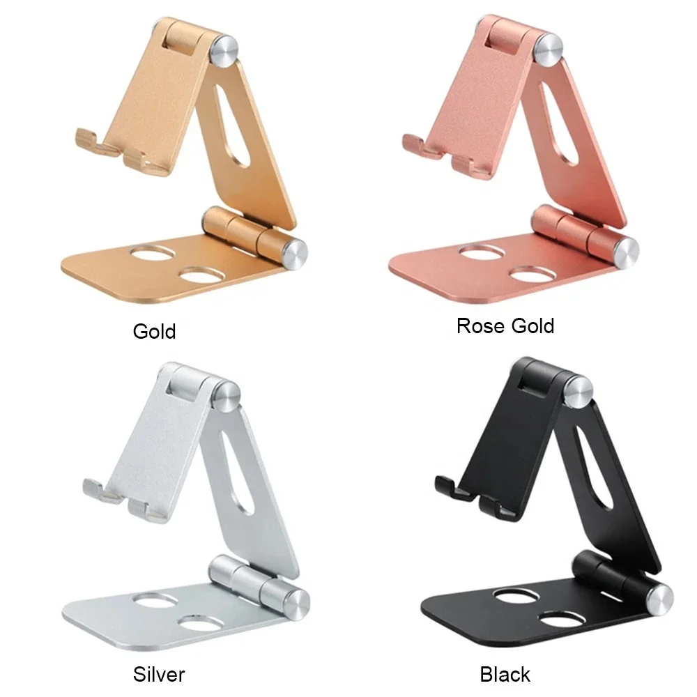 Z6a Small Size Metal Aluminium Foldable Desktop Mobile Cell Phone Tablets  Stand Secure Holder for iphone X Xr Xs 11 12 Pro Max