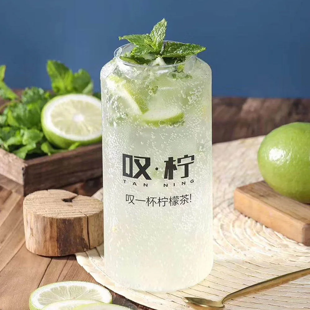 Empty Custom Logo POP Plastic PCR PET Easy Open End Pull Ring Cold Coffee Soda Soft Drinks Cans and Lemon Juice Sparking Cup