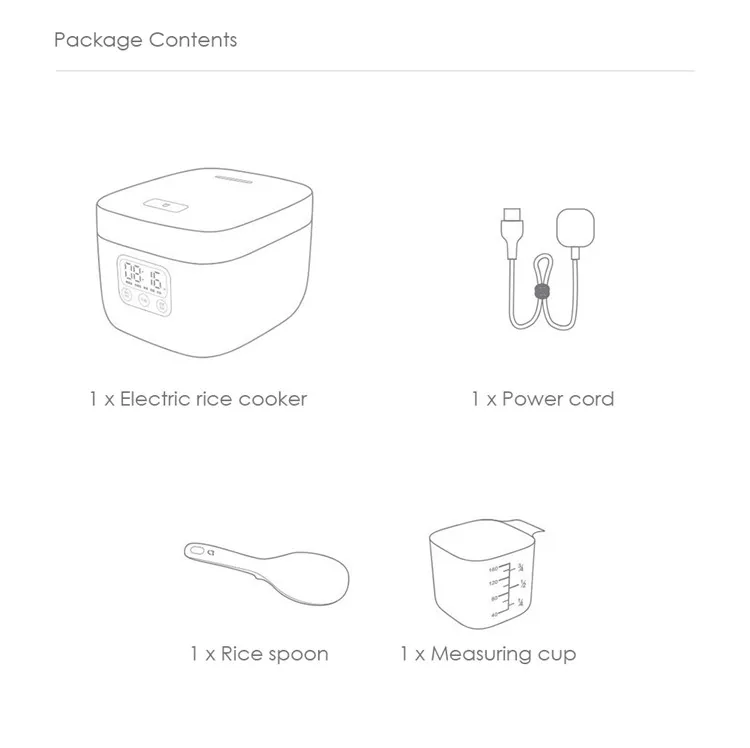 Xiaomi Mijia Mini Smart Rice Cooker 1.5l Square Shape Led Touch Panel