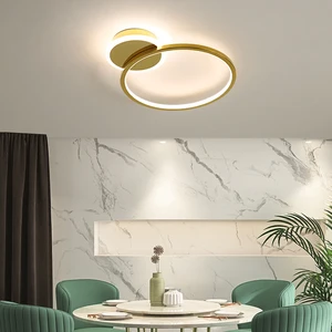 Minimalist Acrylic Gold Led Round Ceiling Lamp Living Room Modern