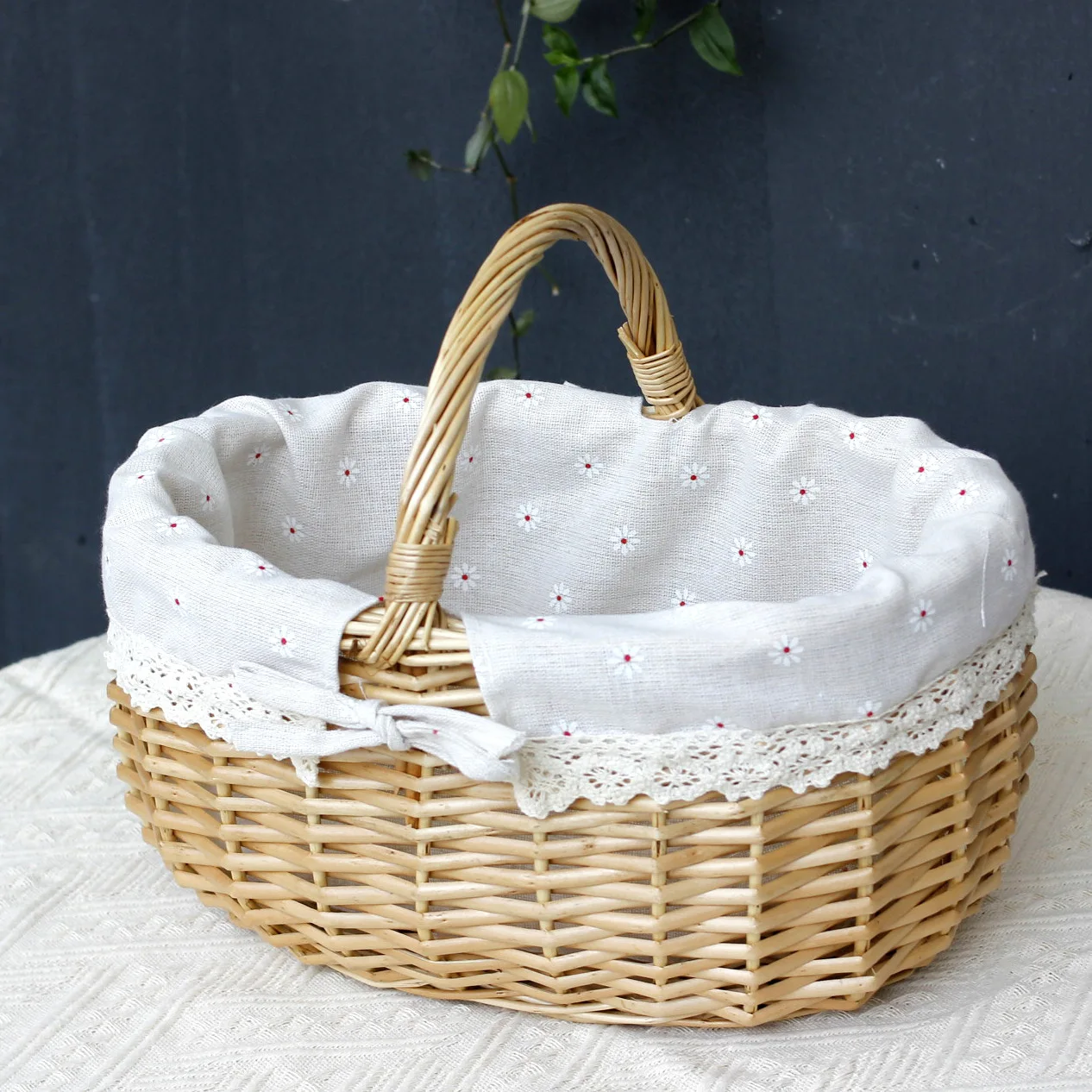 Корзина для пикника с ручкой и двойными крышками