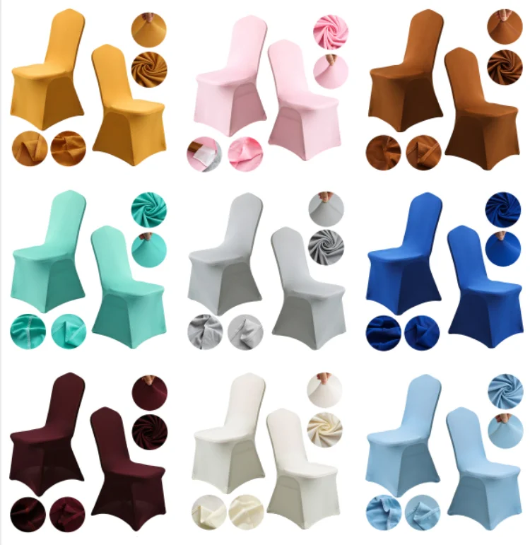 Solid White Chair Cover Washable Polyester Elastic Stretch Party