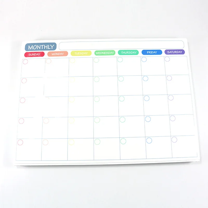 Custom Calendar Fridge Magnet Monthly Weekly Planner White Board Sheet Notepad Roll Soft Dry Erase Magnetic Whiteboard