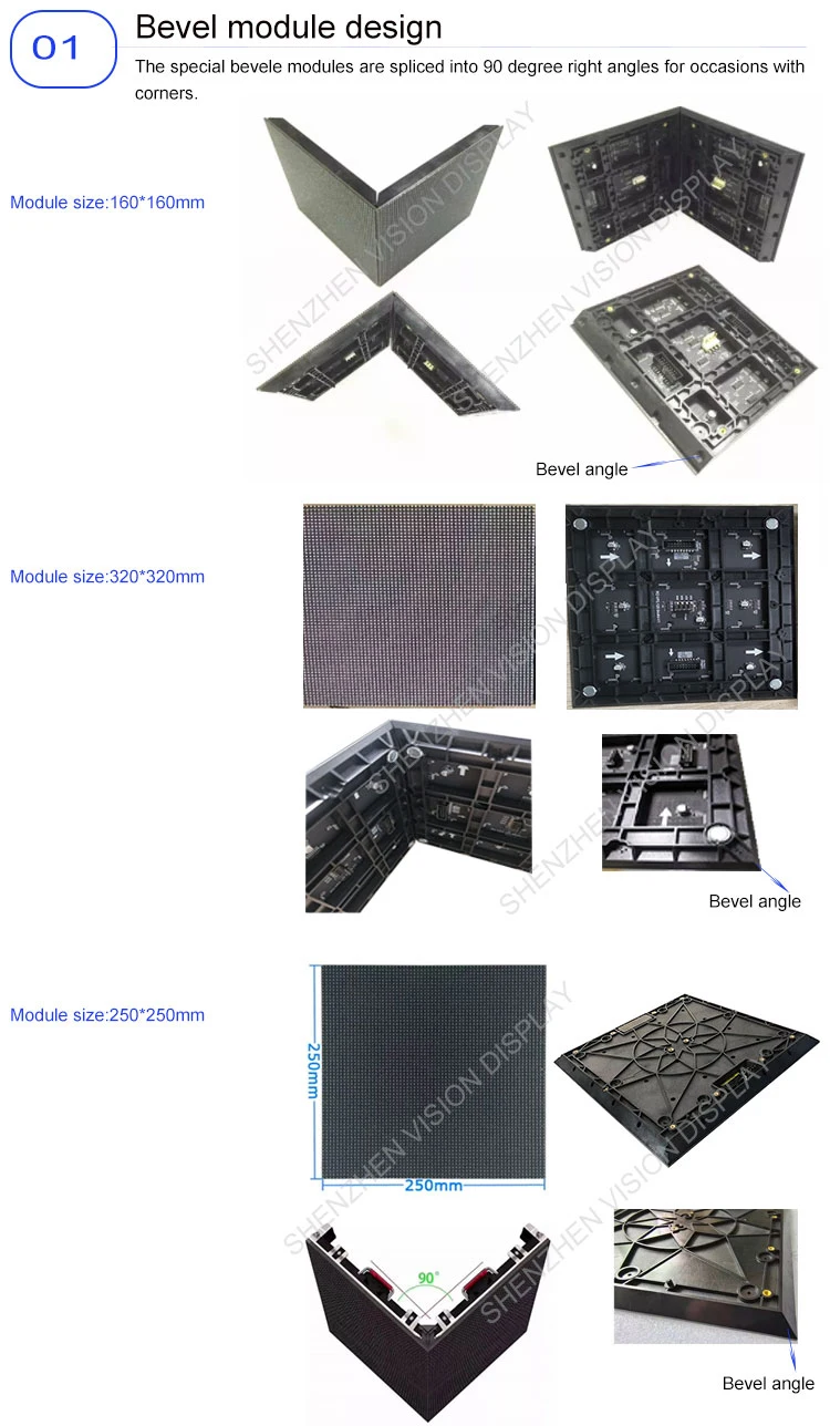 Custom Right Angle Led Display Indoor Advertising Seamless 90 Degree