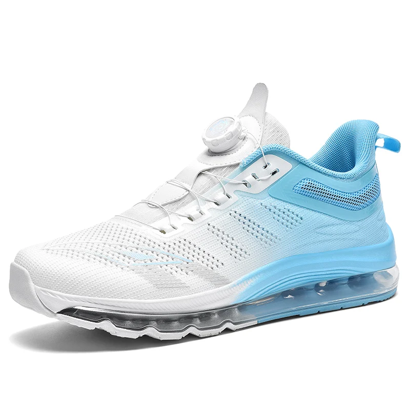 Brand Logo Custom Size US 13 14 EU 47 48 Self Lacing Sports Sneakers Blank Full Sole Air Cushion Running Walking Shoes for Men