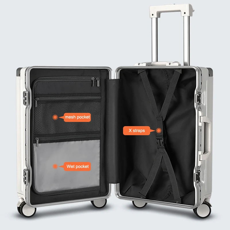 Custom Cabin Luggage Travel Luggage With Usb Charger And Cup Holder