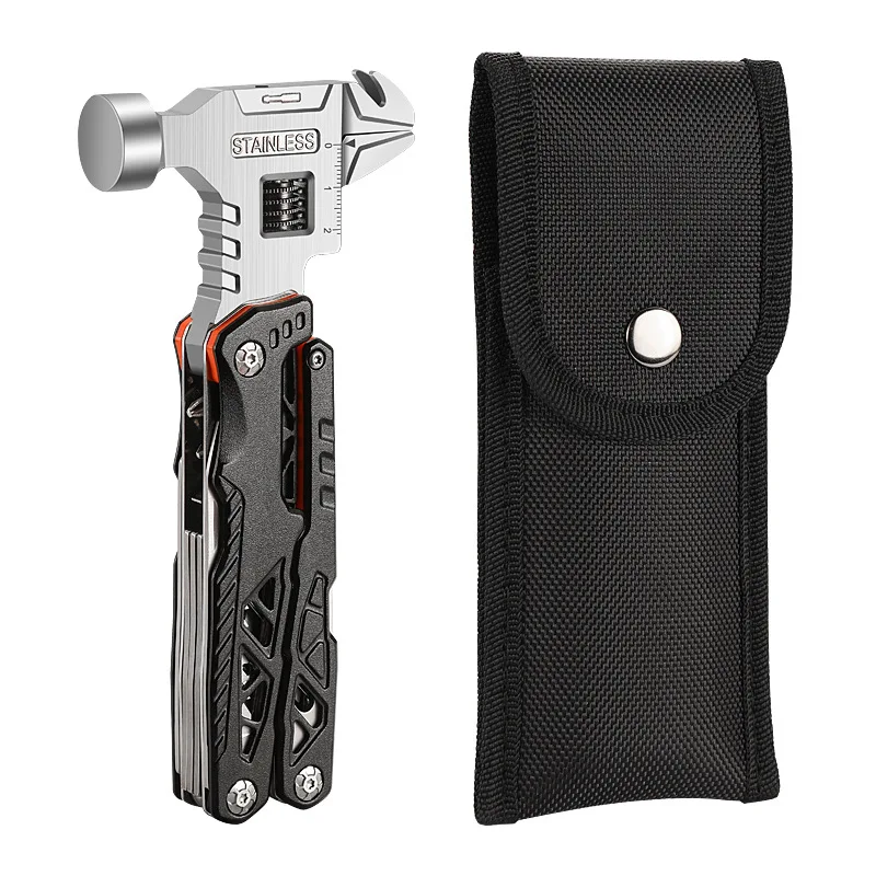 18-in-1 Stainless Steel Powerful Multi-Functional Camping Gear Outdoor Folding Safety Hammer for DIY OEM Customizable