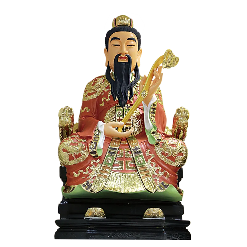 Chinese Brass Taoist Temple SanQing RuYi Yuanshi Senior 3 God Tianzun Statue Set 