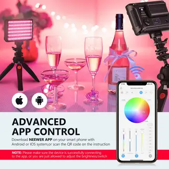 Neewer RGB Video Light With APP Control,Led Camera Light CRI95+ Dimmable for YouTube DSLR Camera Camcorder Photo Lighting,RGB176 detail image