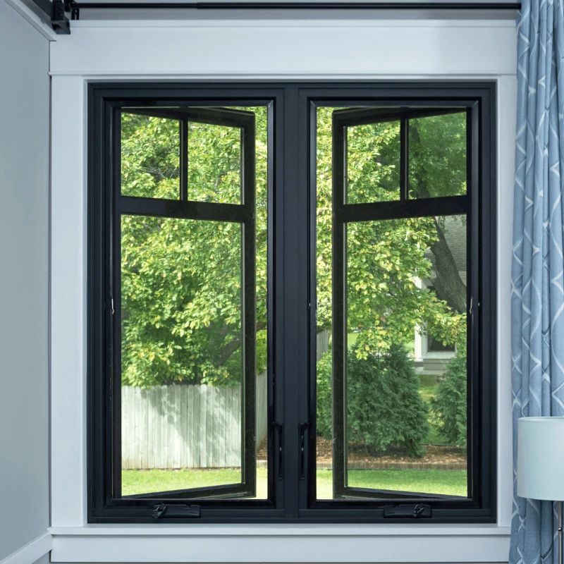 American Style Residential Double Glass Aluminium Wooden Window