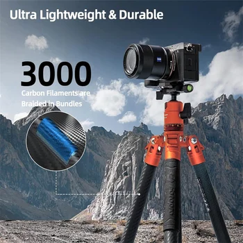 Outdoor Travel Lightweight Tripod Dual 360 Panorama Carbon Fiber Tripod Professional Photography Outdoor Tripod detail image