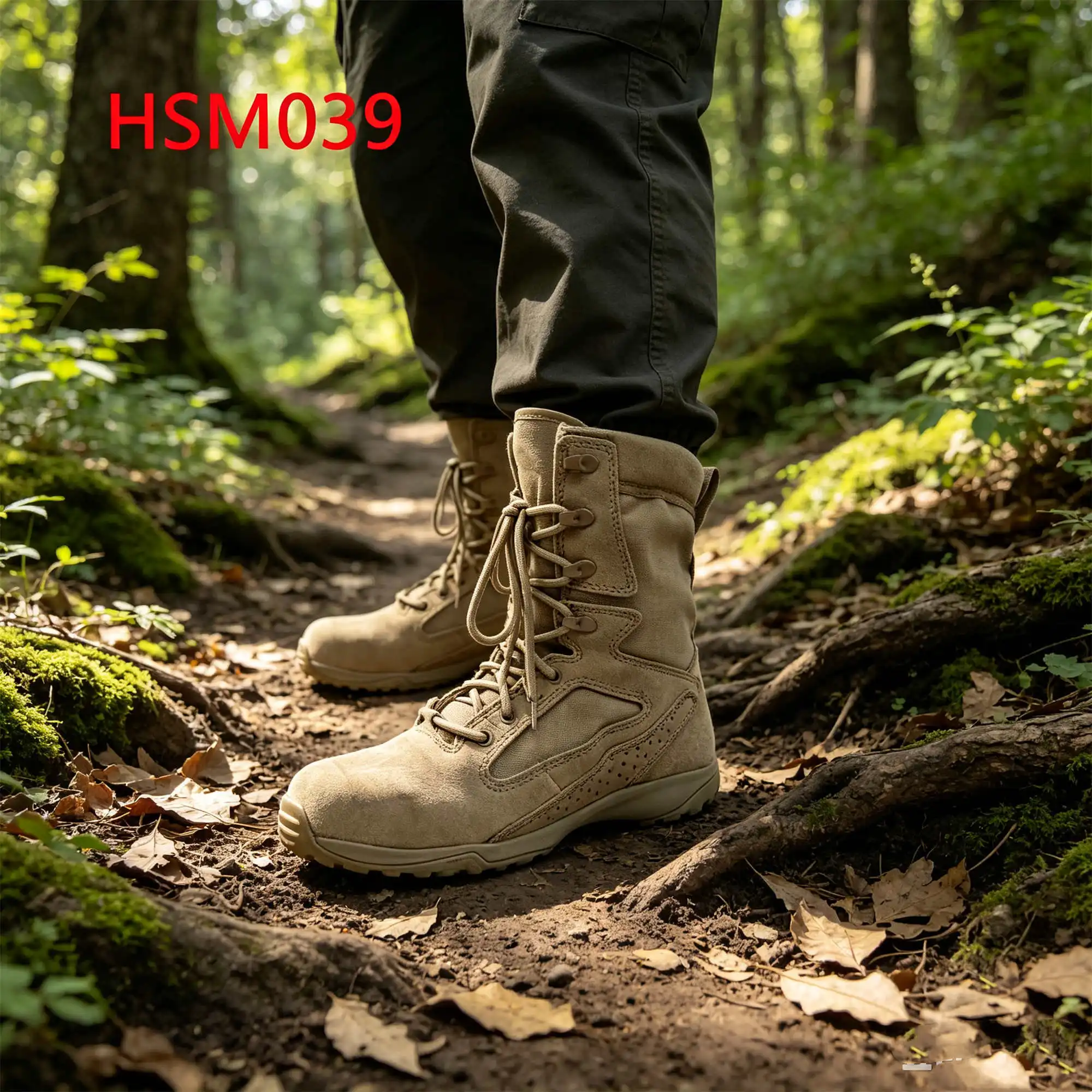 ZYF,Adventure Seekers Ventilation Holes Design Hua Singh Tactical Boots High-rebound EVA+rubber Outsole Men Leather Boots HSM039