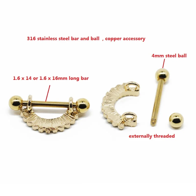 Sexy Body Nipple Piercing Jewelry Custom Crystal Gems Nipple Rings