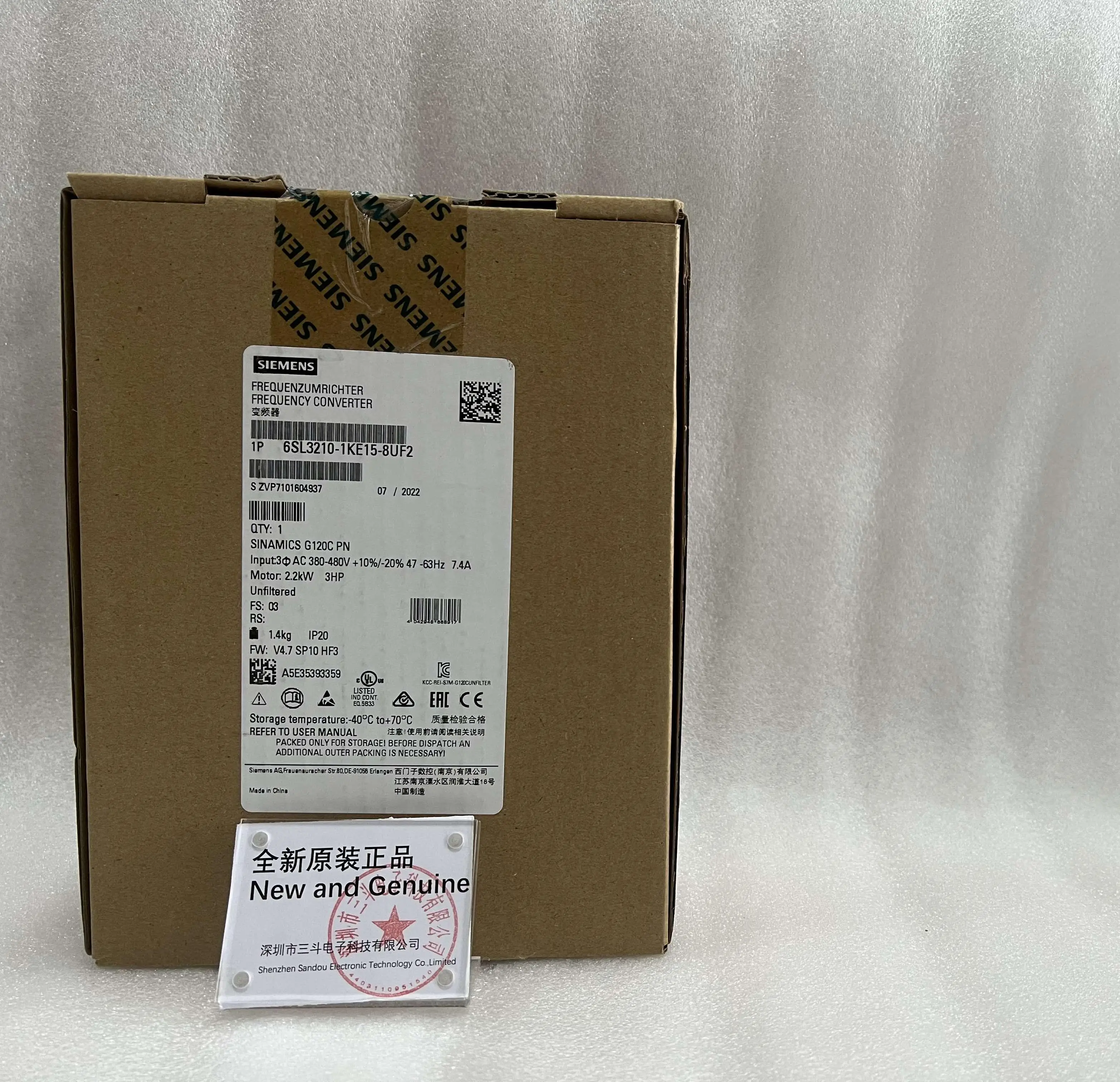 Siemens Frequency Converter SINAMICS G120C PN 6SL3210-1KE15-8UF2 Siemens Frequency Converter SINAMICS G120C PN 6SL3210-1KE15-8UF2