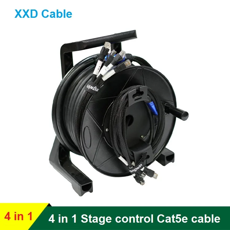 Customized Portable 4 Way Ftp Rj45 Cat5e Cable With Coil Rack Stage Video Audio Perform