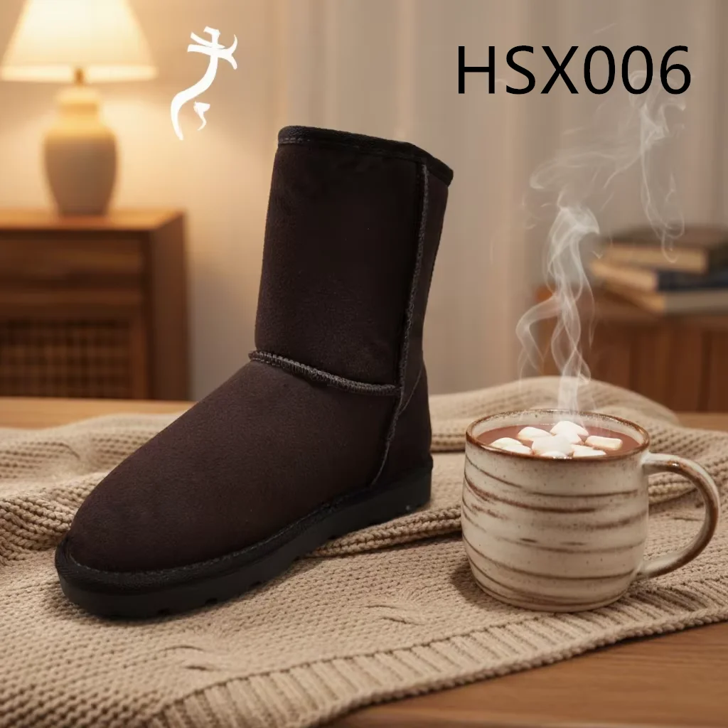 LXG,Snow Games Warm Real Wool Rivet Design Available Lady Snow Boots Anti-slip TPR Outsole Stylish Look Winter Boots HSX006