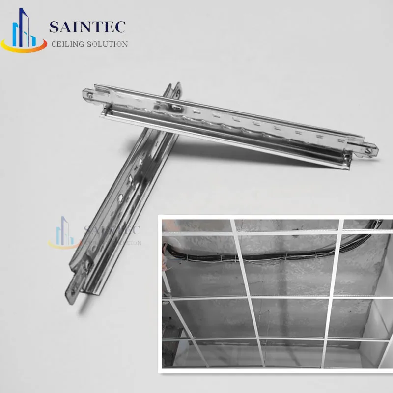 Modern Design White Galvanized Steel T Section Ceiling Grid Components Sunshine/Saintec Brand Model S-CG01 0.18-0.5mm Thickness