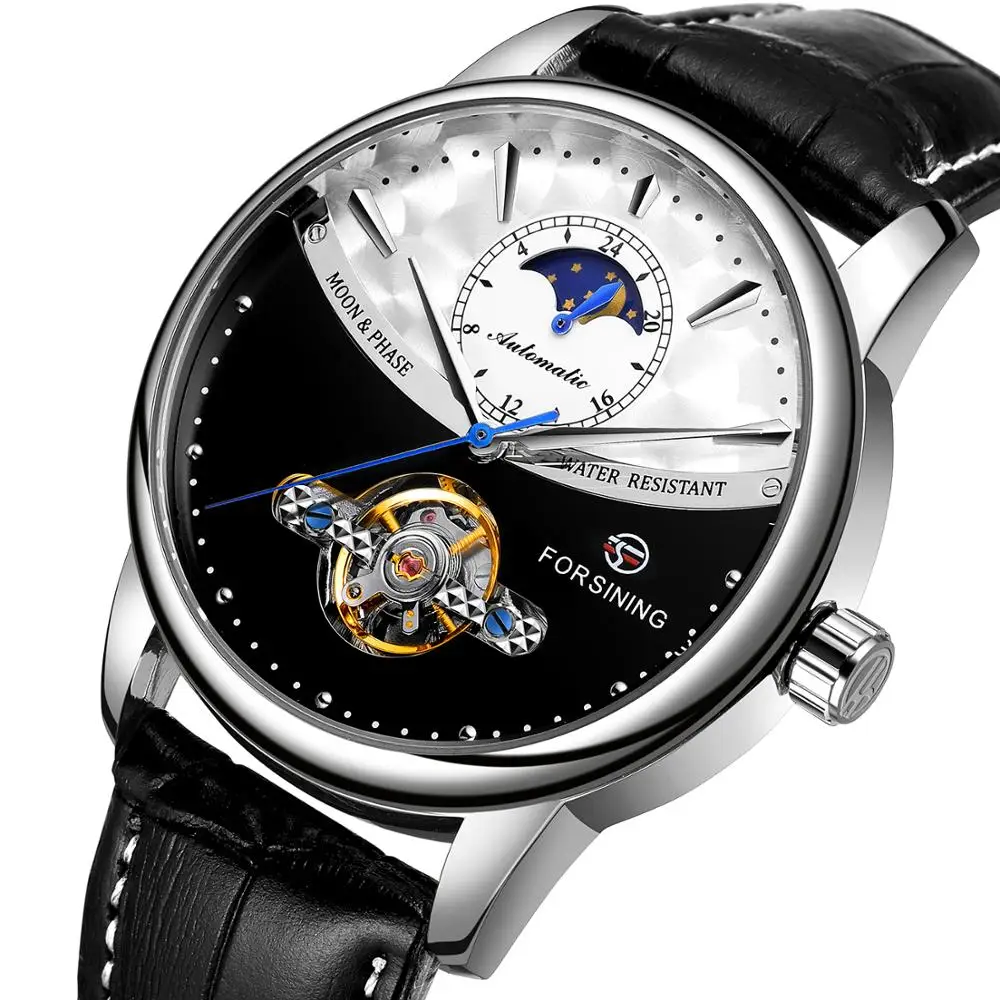 
2021, китайский завод Forsining, новый дизайн, высококачественные часы, автоматические водонепроницаемые мужские часы с фазой Луны 