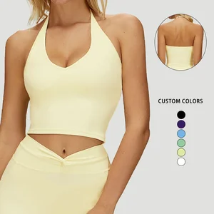 Women's Breathable Lightweight High Elastic Workout Running Vest V-neck Sleeveless Gym Fitness Sports Top Yoga Tank Top