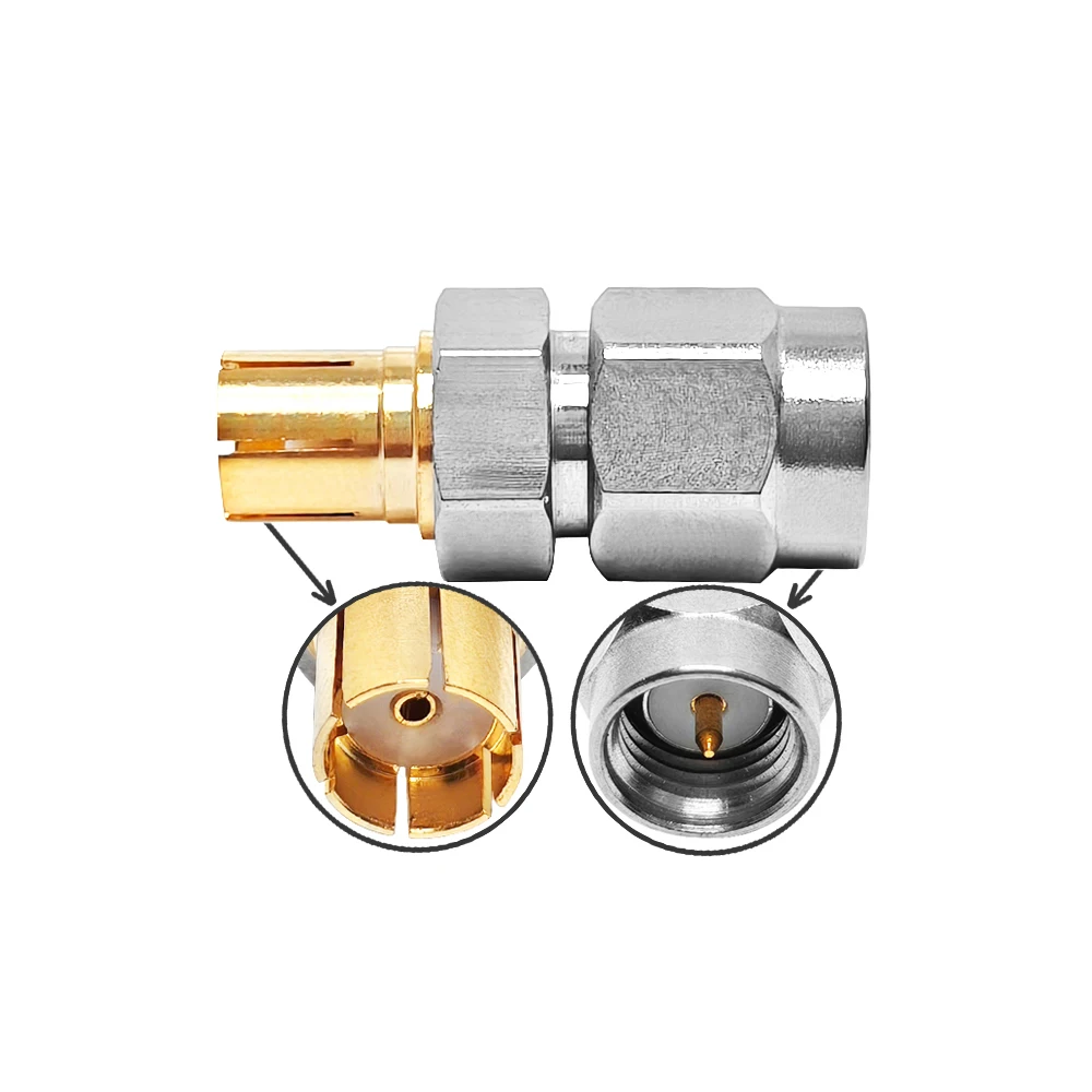 Catenae RF Coaxiales: Adaptor ex accipensri inox SMA masculinus ad SMA femininum, calibris 18G, typus pressio