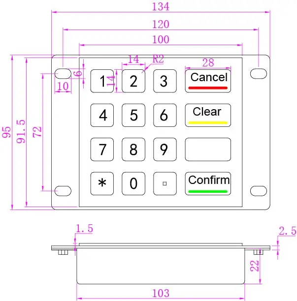 Управление доступом 16 клавиш компактная промышленная клавиатура для различных применений терминалов