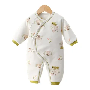 Casual Eco-Friendly Cotton 50% Down Filled Thick Onesie for Newborn Unisex Baby Clothes Warm Spring Fall Winter