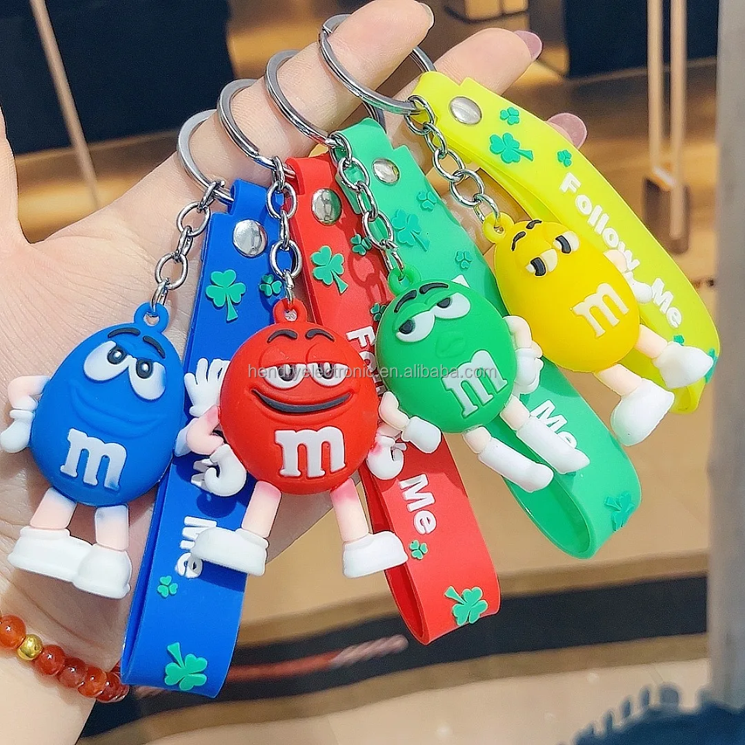 Cartoon Chocolate Bean Keychain Funny Silicone Doll Women Bag Pendant
